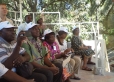 The group receiving a talk at the Garden Tomb, from where Jesus was resurrected