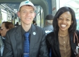 Brother Adrian and Sister Sello on a bus in Jerusalm